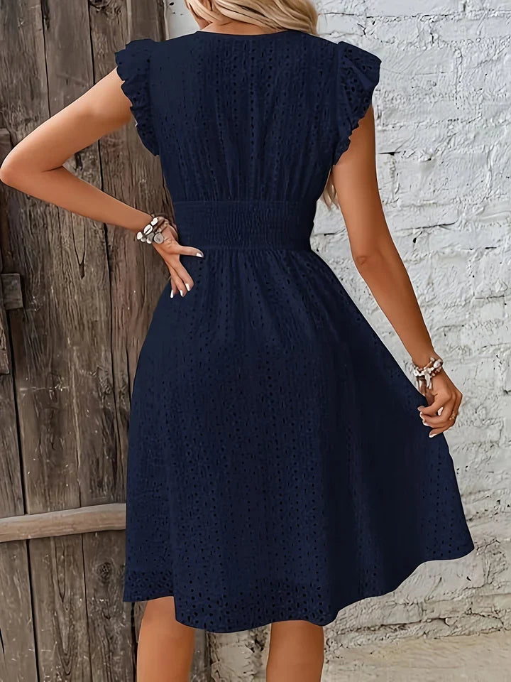 Tsami | V-Neck Eyelet Midi Dress