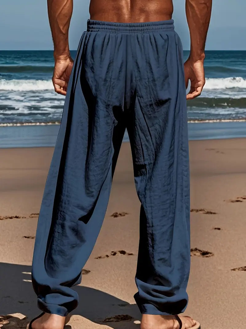 Babaev | Drawstring Wide Leg Casual Linen Pants