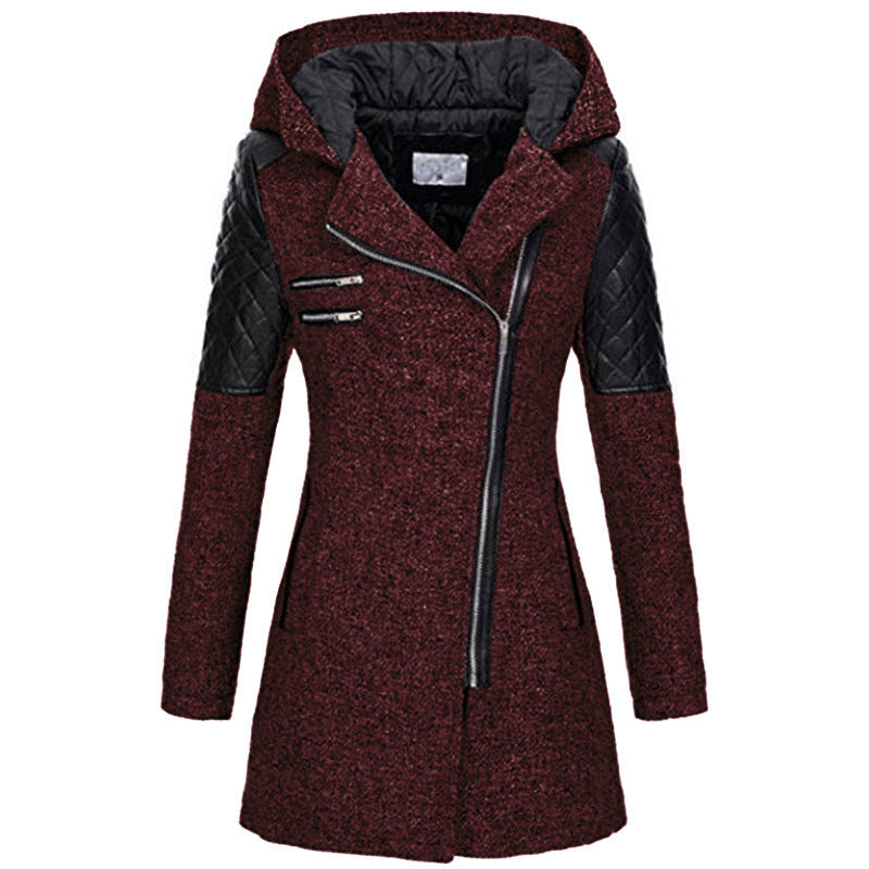 Eszter | Hooded Asymmetrical Zip Long Sleeve Coat