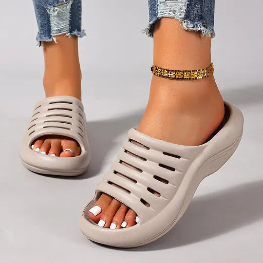 Aizada | Open Toe Platform Slide Sandals