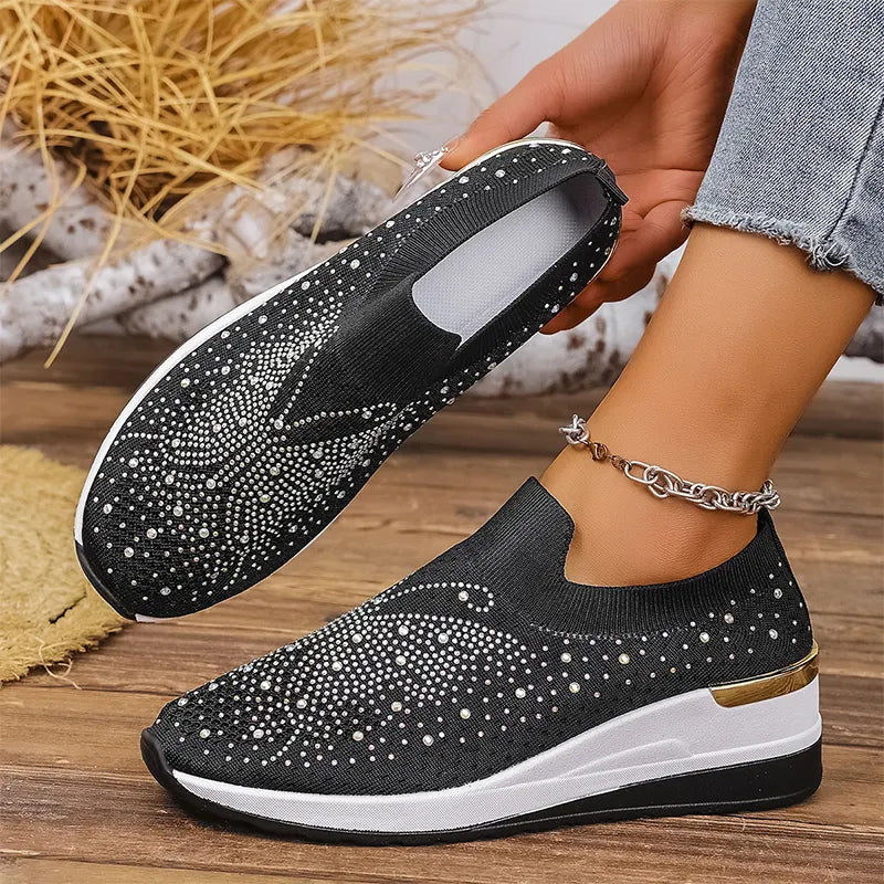 Josia | Slip On Rhinestone Platform Sneakers