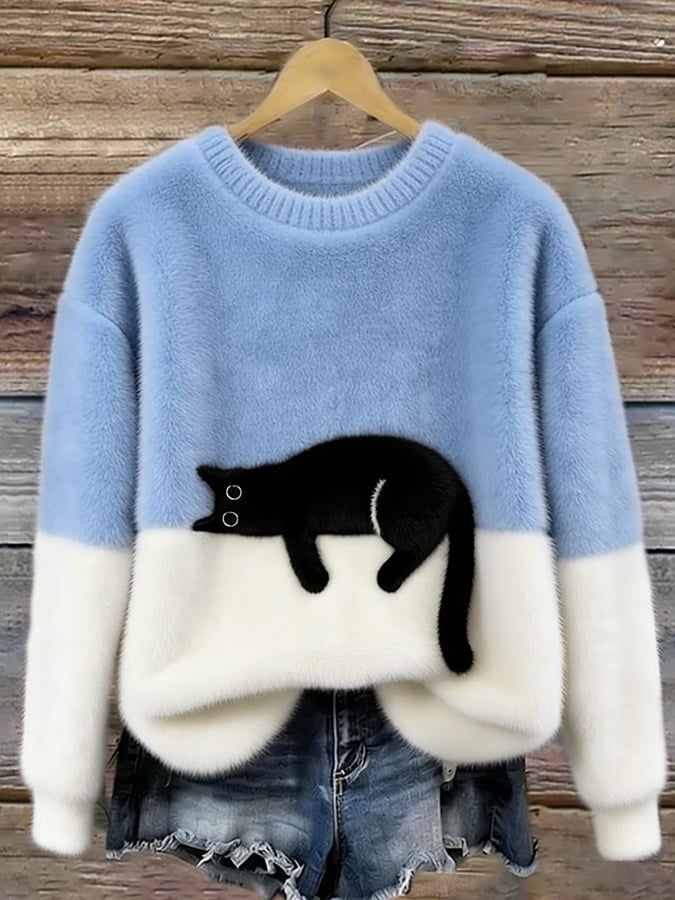 Kalisine | Casual Cat Graphic Sweater in Multiple Colors