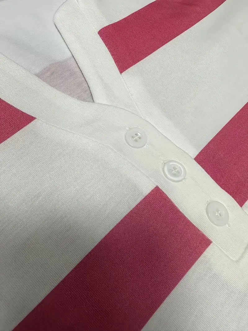 Dakota | Striped V-Neck Three-Quarter Sleeve Top