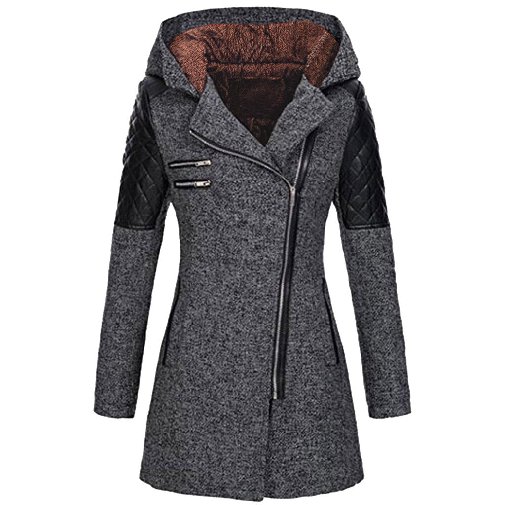 Eszter | Hooded Asymmetrical Zip Long Sleeve Coat