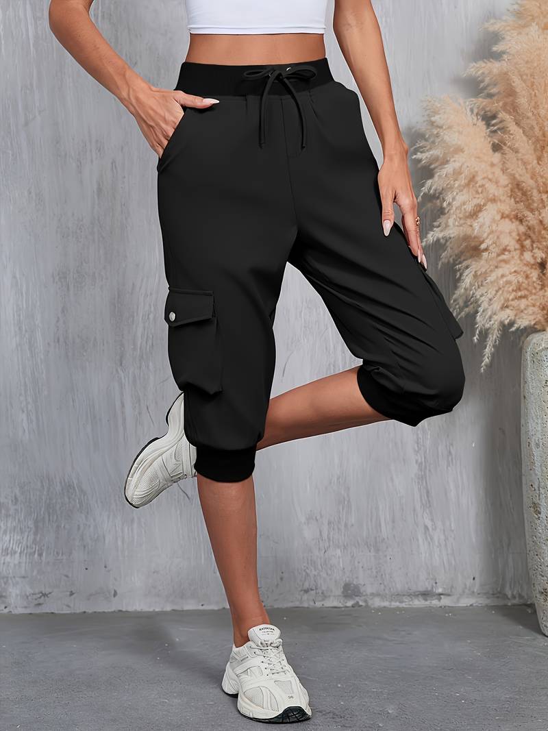 Kirabo | Cargo Capri Jogger Pants With Pockets