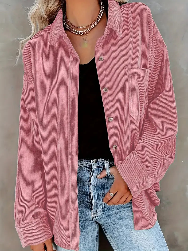 Irmela | Long Sleeve Corduroy Button Shirt