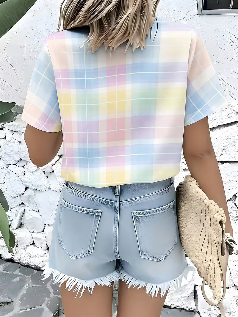 Harrell | Short Sleeve Pastel Plaid Button Shirt