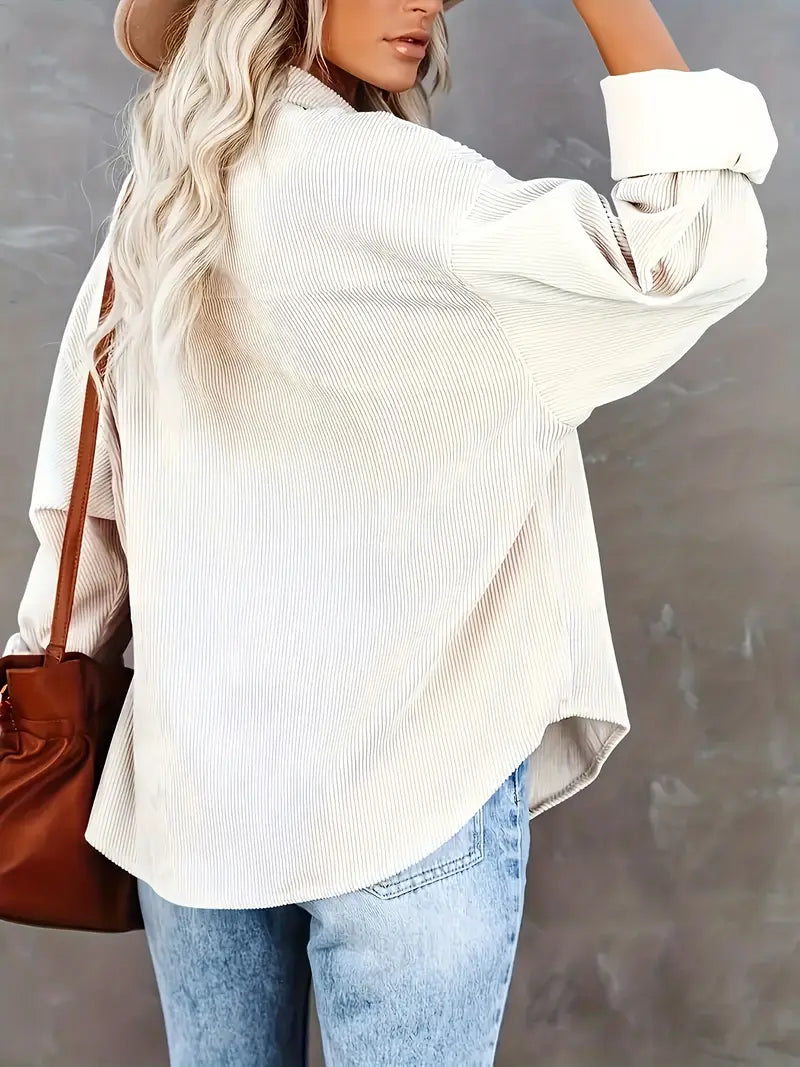 Irmela | Long Sleeve Corduroy Button Shirt