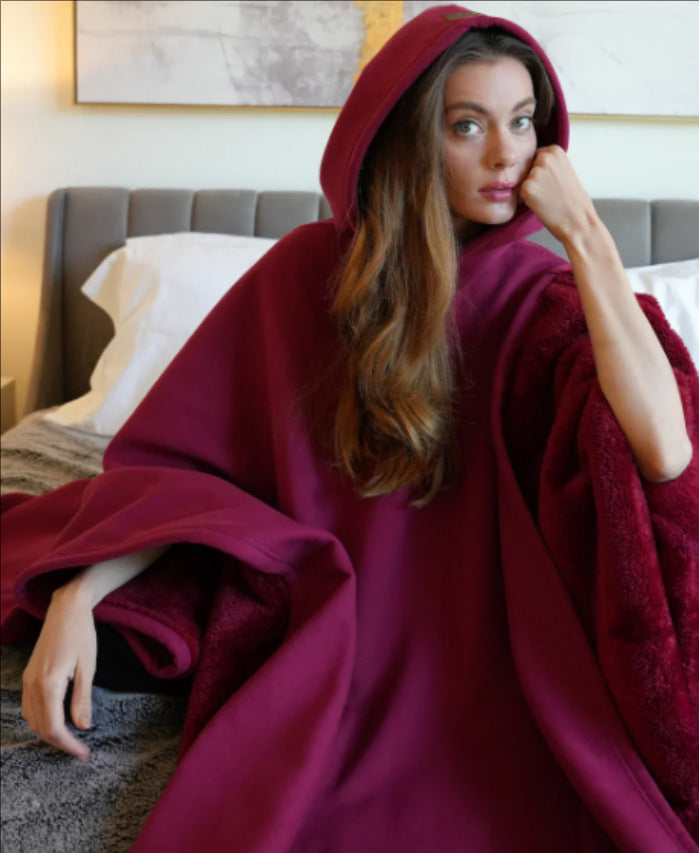 VelvetNomad | Hooded Blanket Poncho With Soft-Looking Lining