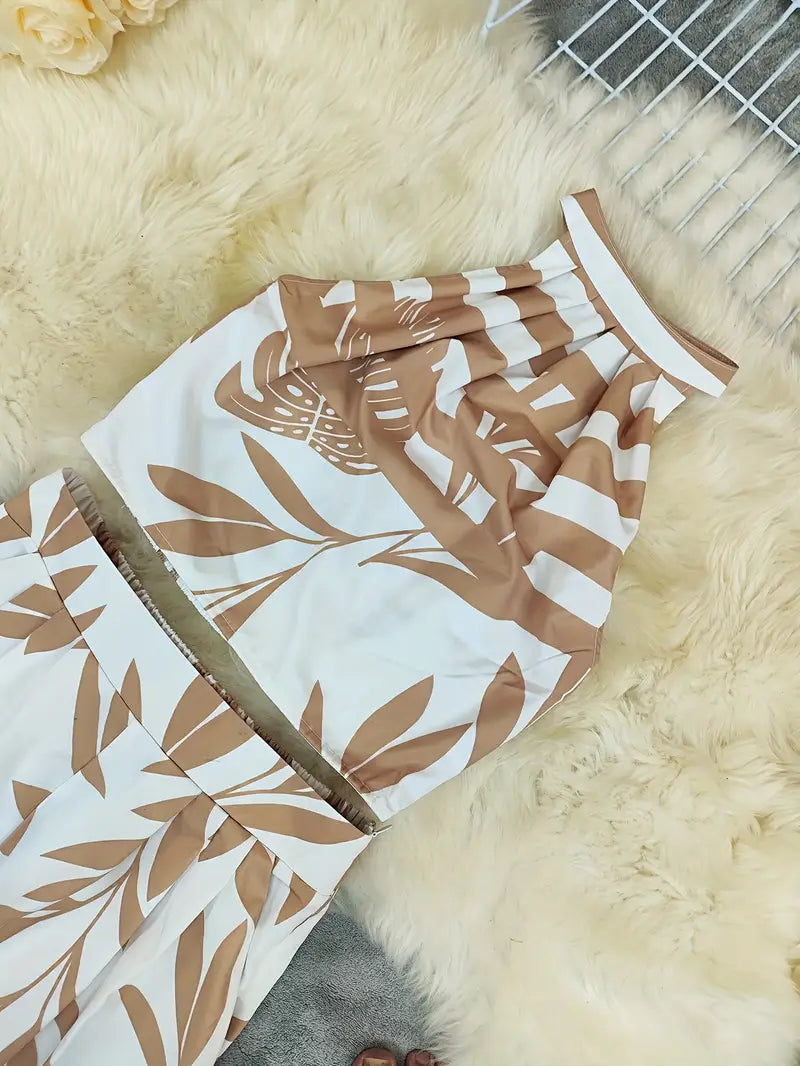 Zirina | Halter Crop Top Wide Leg Set