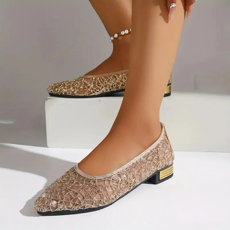 Tenley | Lace Mesh Low Heel Flats