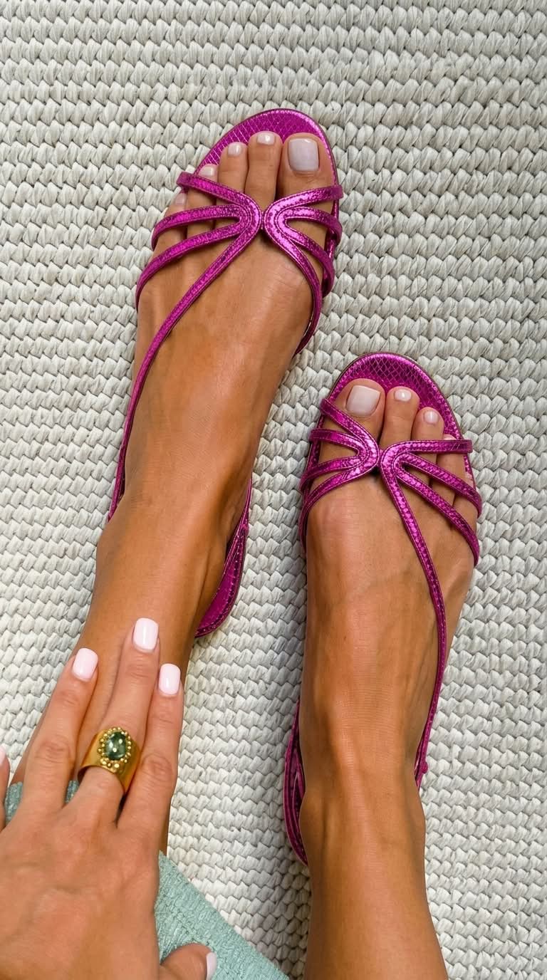 Schila | Strappy Metallic Open Toe Sandals