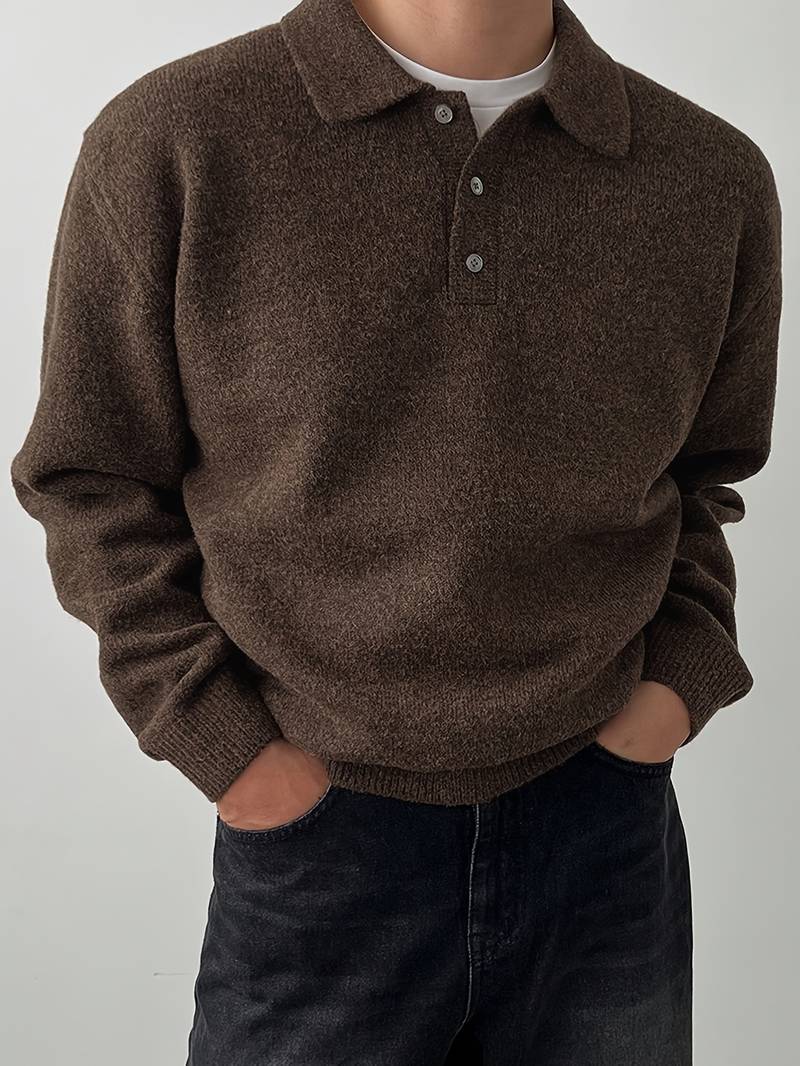 Eliran | Long Sleeve Textured Knit Polo Sweater
