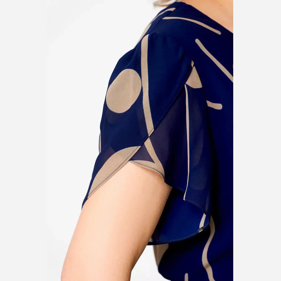 Nazeli | Midi Dress Short Sleeve Abstract Dot Print