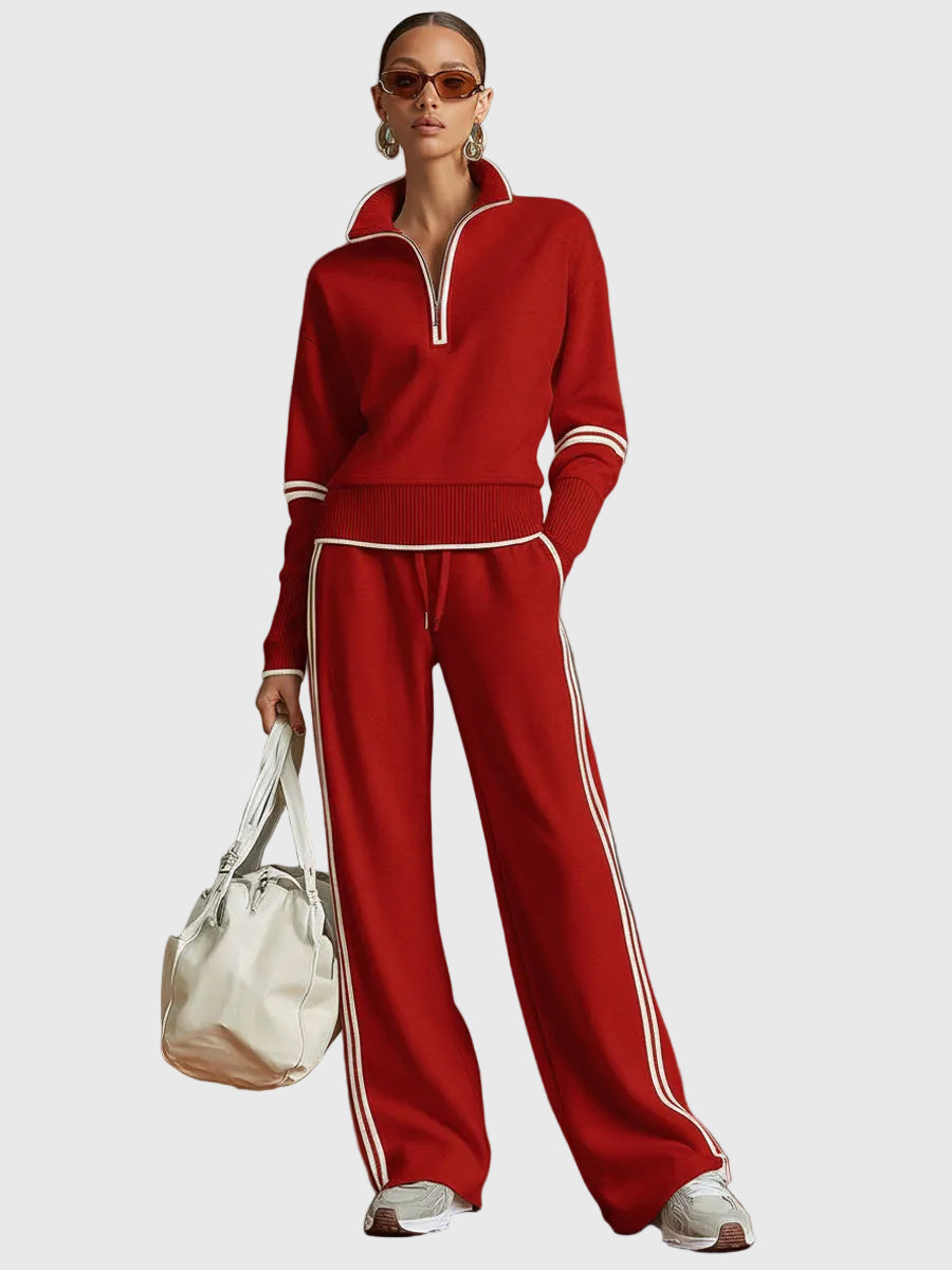 Minrada | Women’s Zip Neck Lounge Knit Set