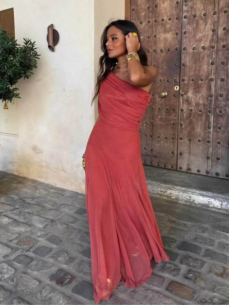 Dainia | Off Shoulder Sheer Hem Maxi Dress