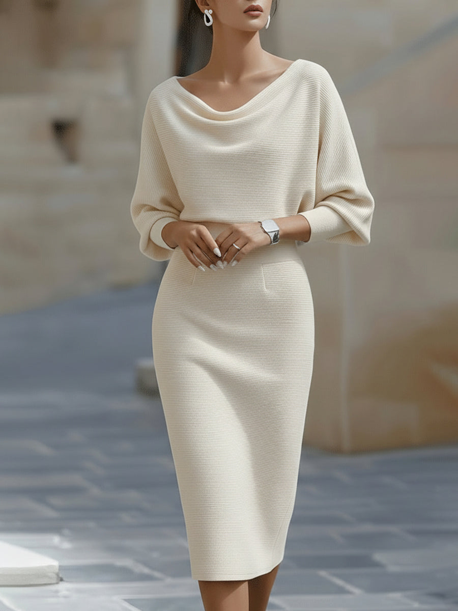 Amyy | Knit Midi Dress With Dolman Sleeves