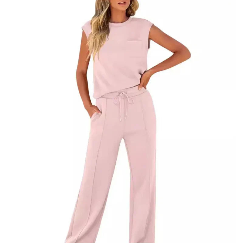 Pestana | Sleeveless Top Wide Leg Pants Set