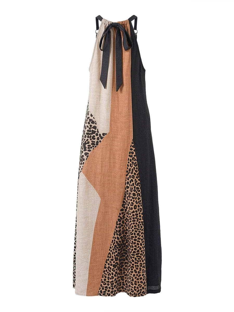 Ida | Maxi Dress with Leopard Print Panels