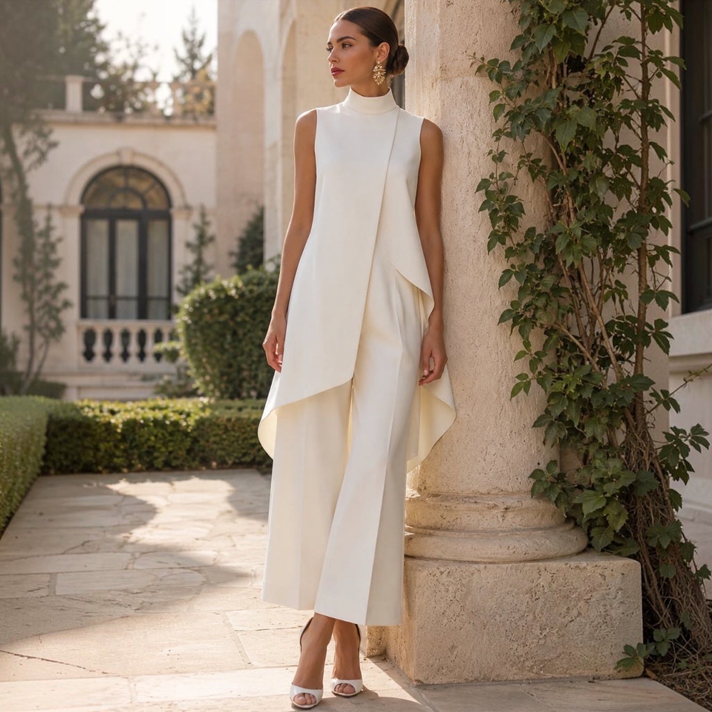 Maryam | Two Piece Sleeveless High Neck Pant Set