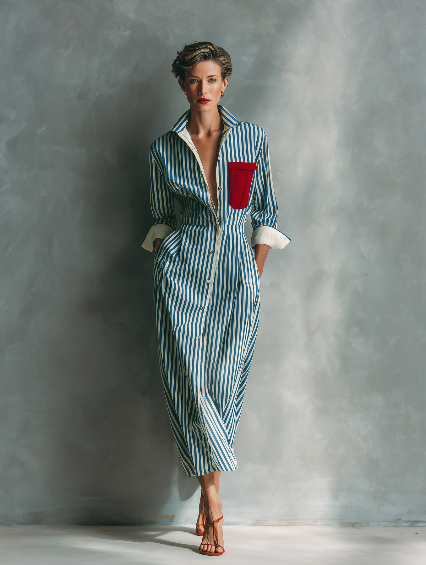 Makeda | Striped Button Front Shirt Maxi Dress