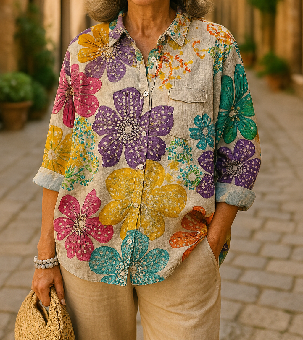 Petra | Floral Print Button Front Shirt
