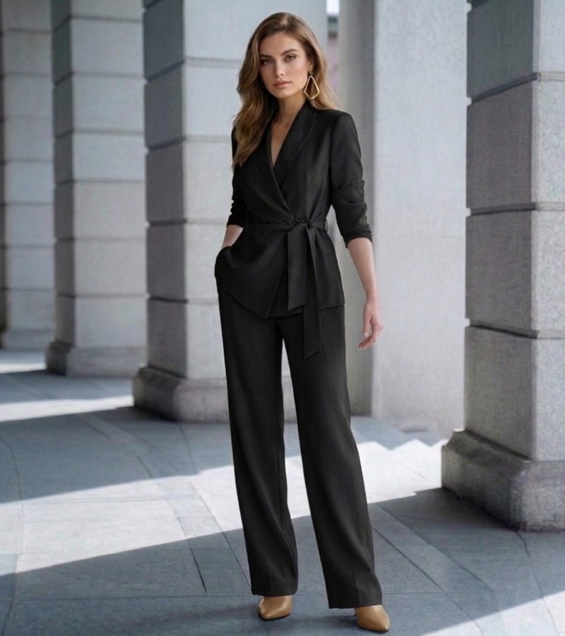 Asya | Wrap Blazer Pant Suit Set