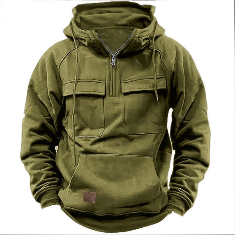 Seligmann | Quarter Zip Hooded Utility Pocket Hoodie