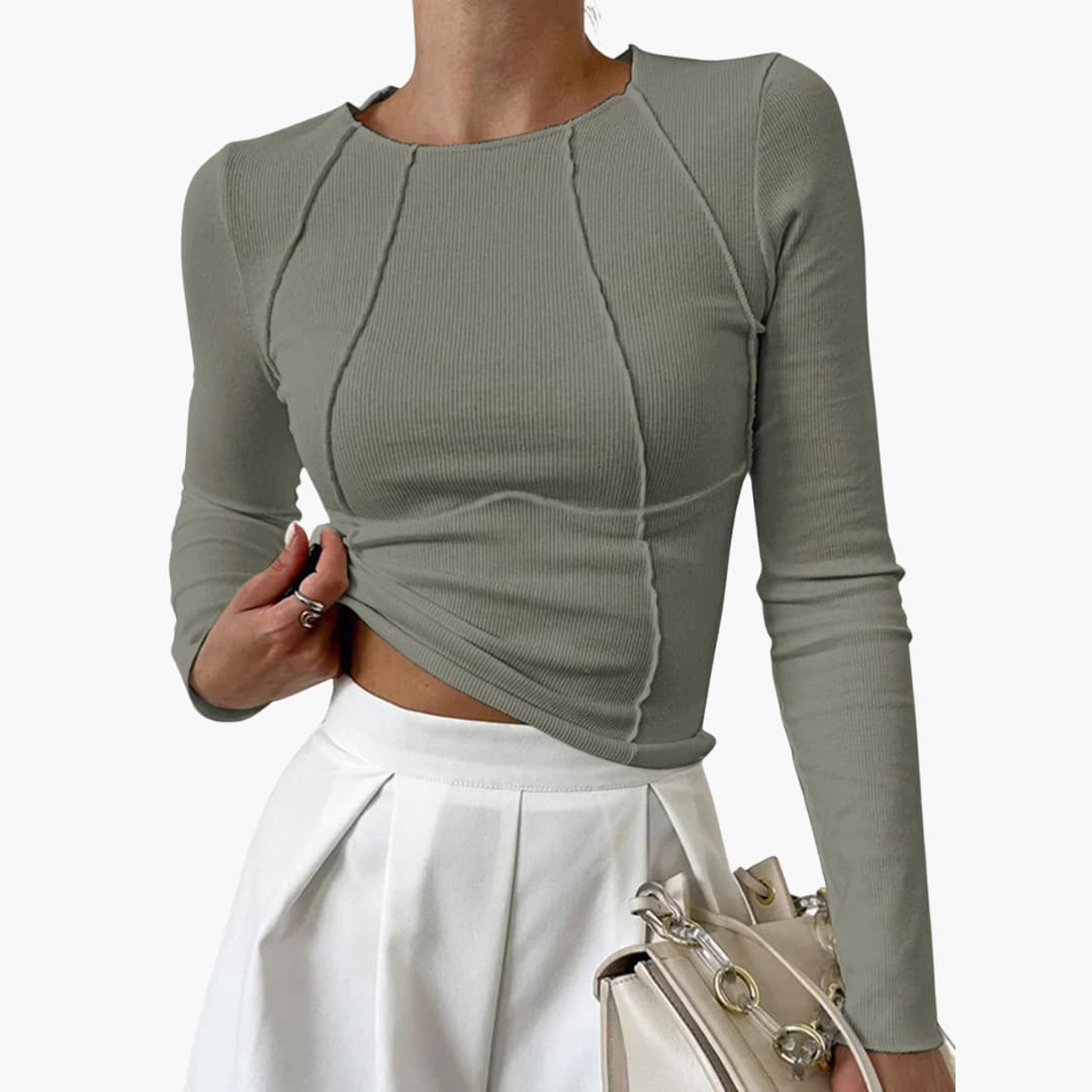 Roxanne | Ribbed Long Sleeve Exposed Seam Top