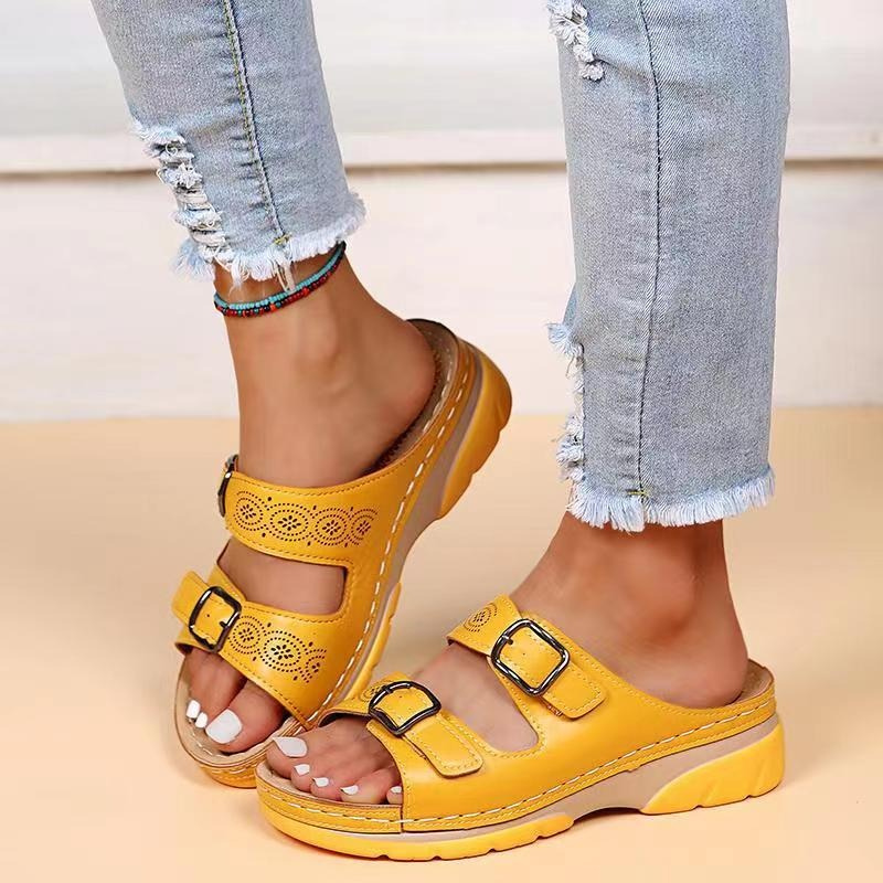 Solena | Double Buckle Open Toe Orthopedic Sandals