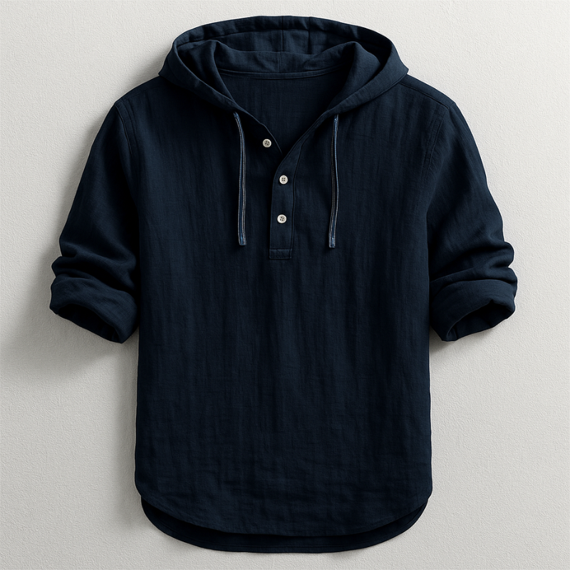 Bradley | Long Sleeve Hooded Henley Shirt