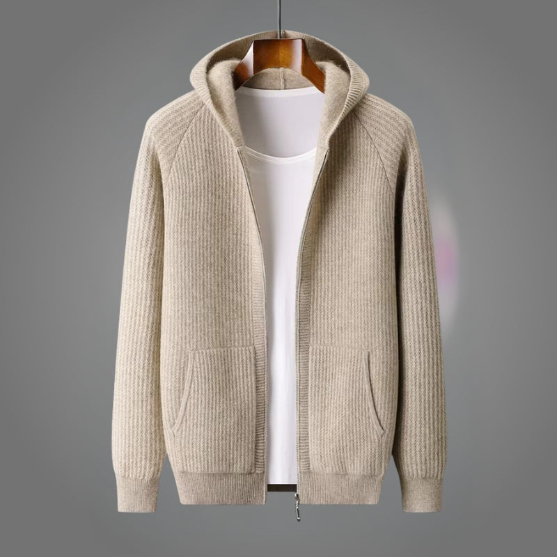 Romain | Hoodie With Full Zip Knitted Texture