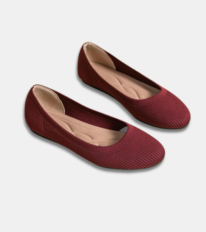 Alfia | Ballet Flats Ribbed Round Toe Slip Ons