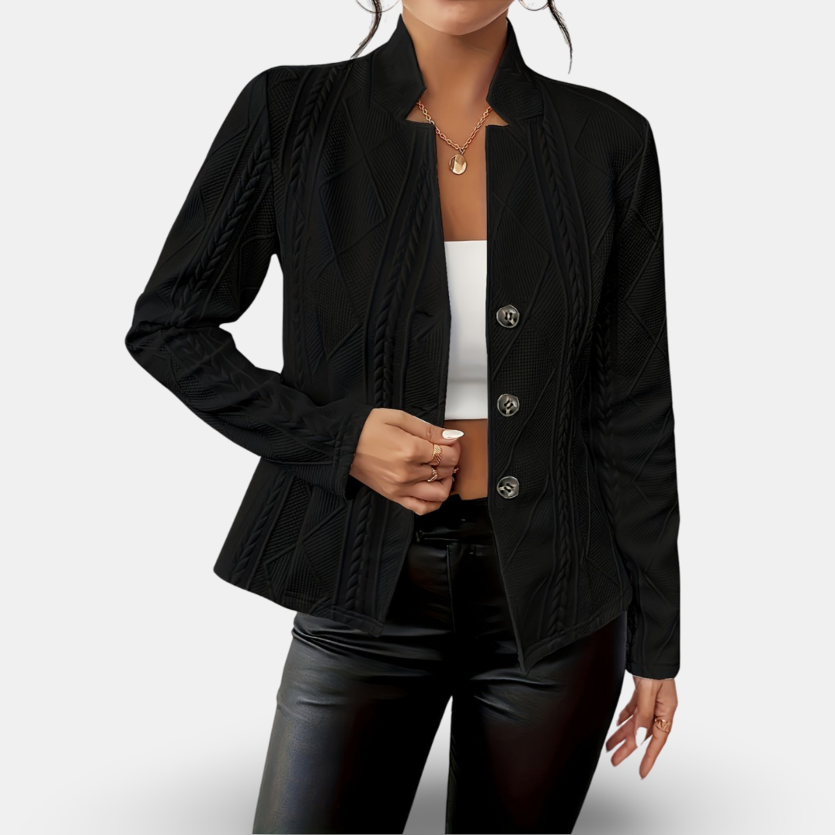 Lynn | Blazer Long Sleeve Textured Three-Button Tailored Fit