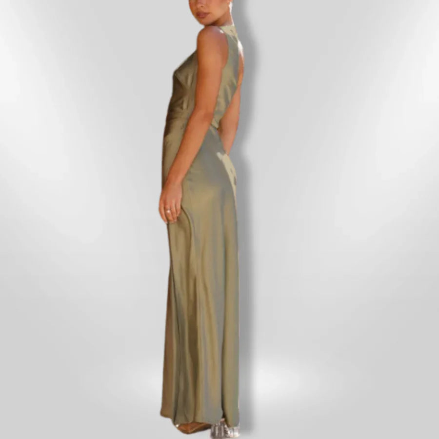 Erminia | Maxi One Shoulder Sage Green Dress