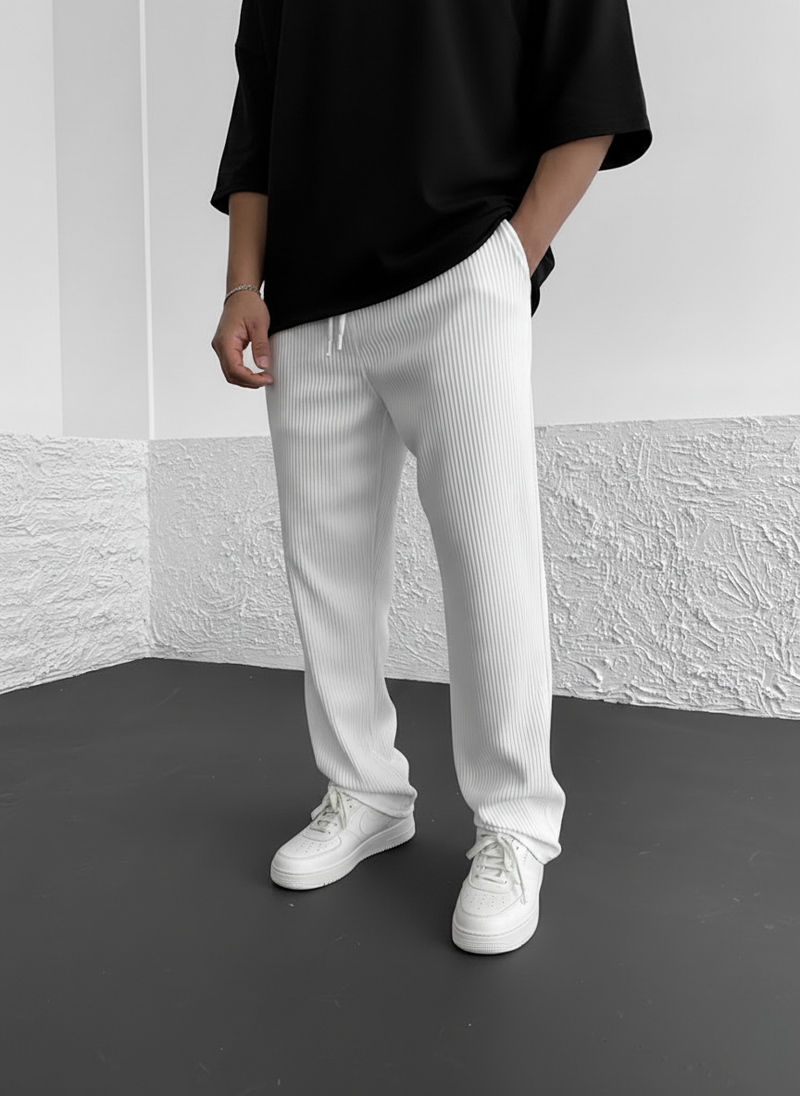 Eliezer | Ribbed Relaxed-Fit Drawstring Pants