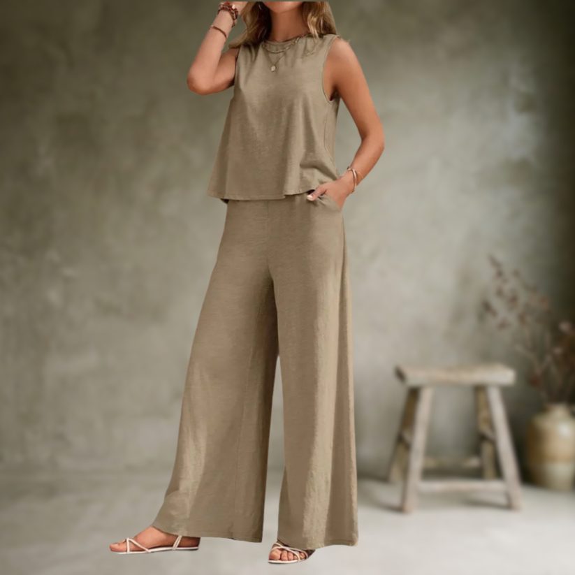 Alizeh | Sleeveless Wide Leg Lounge Set