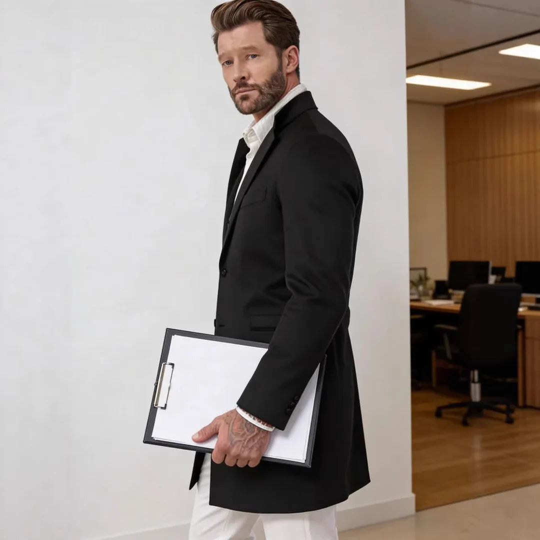 James | Overcoat with Notched Lapels and Buttons