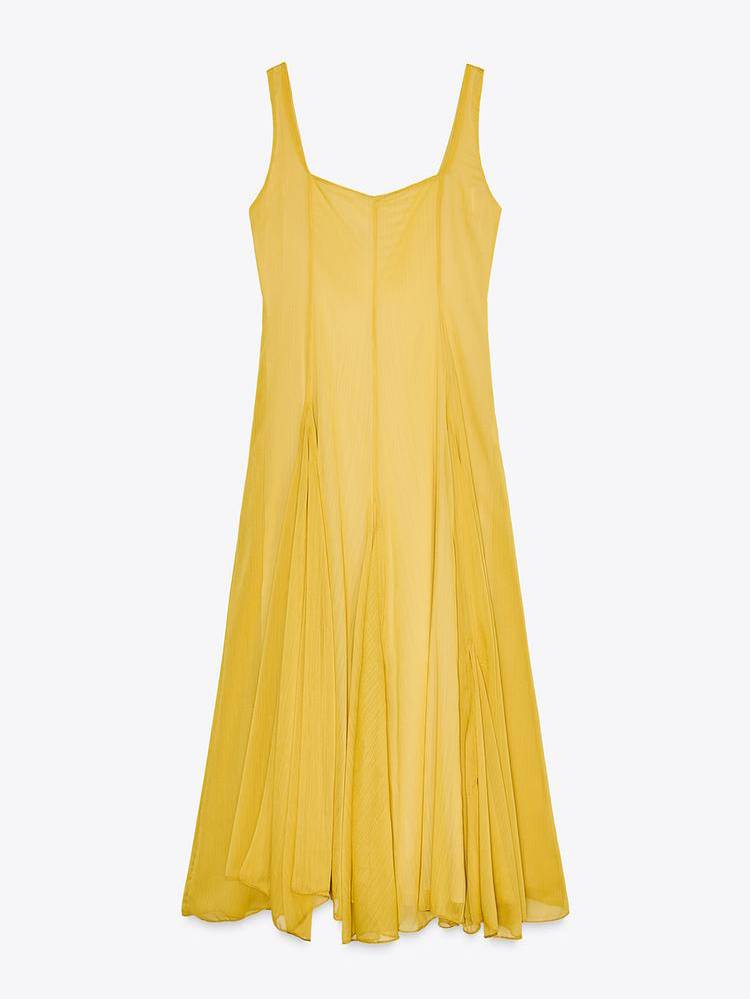 Solmaz | Yellow Square Neck Maxi Dress