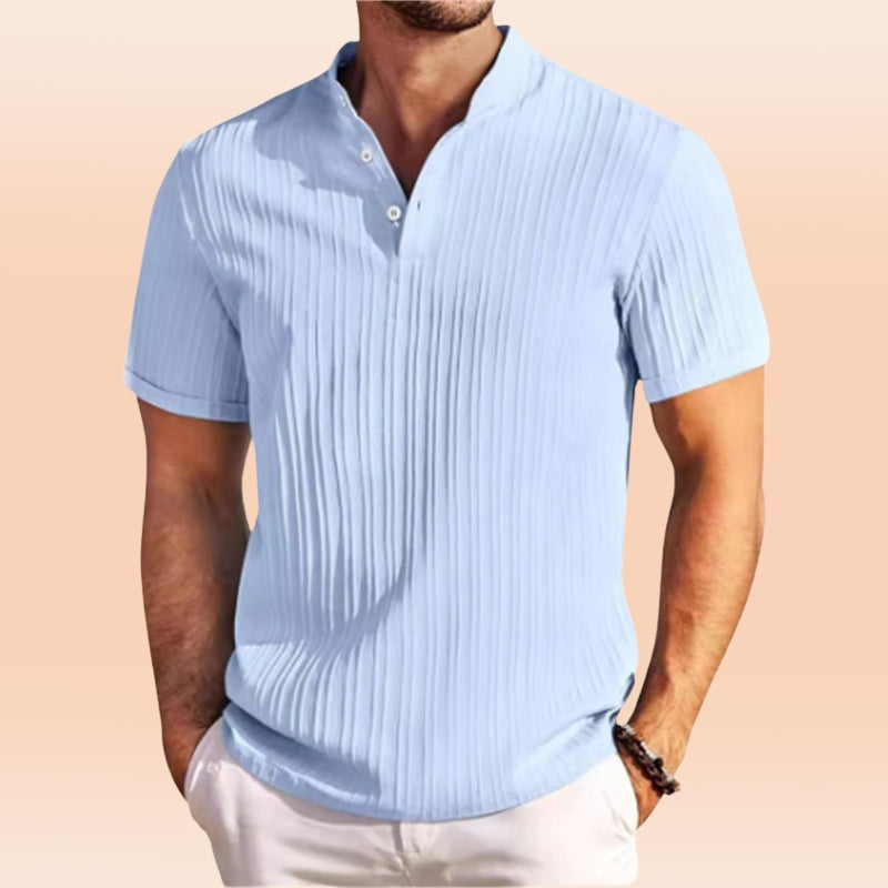 Estevez | Ribbed Short Sleeve Henley Shirt