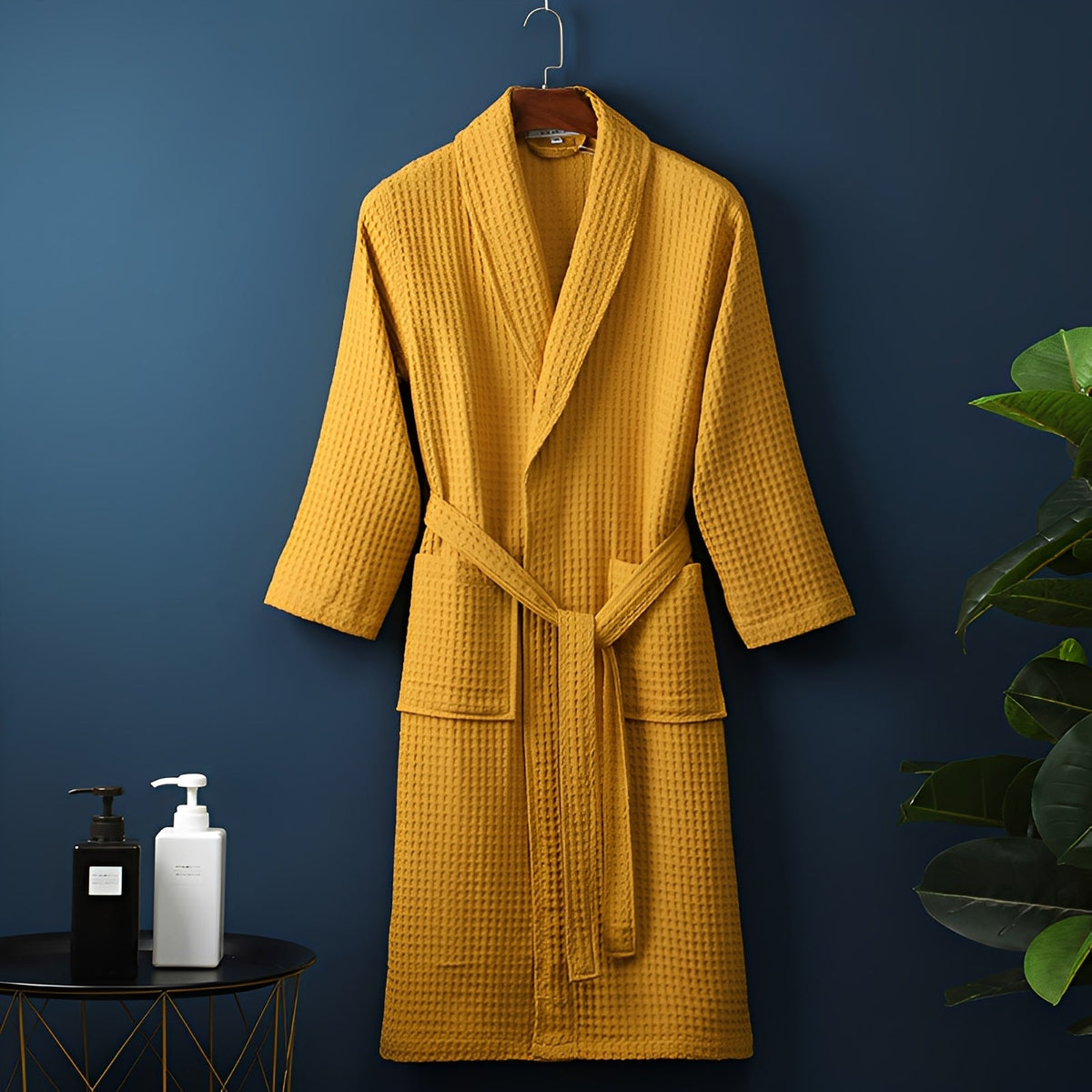 Nathan | Bathrobe With Waffle Texture and Tie Belt