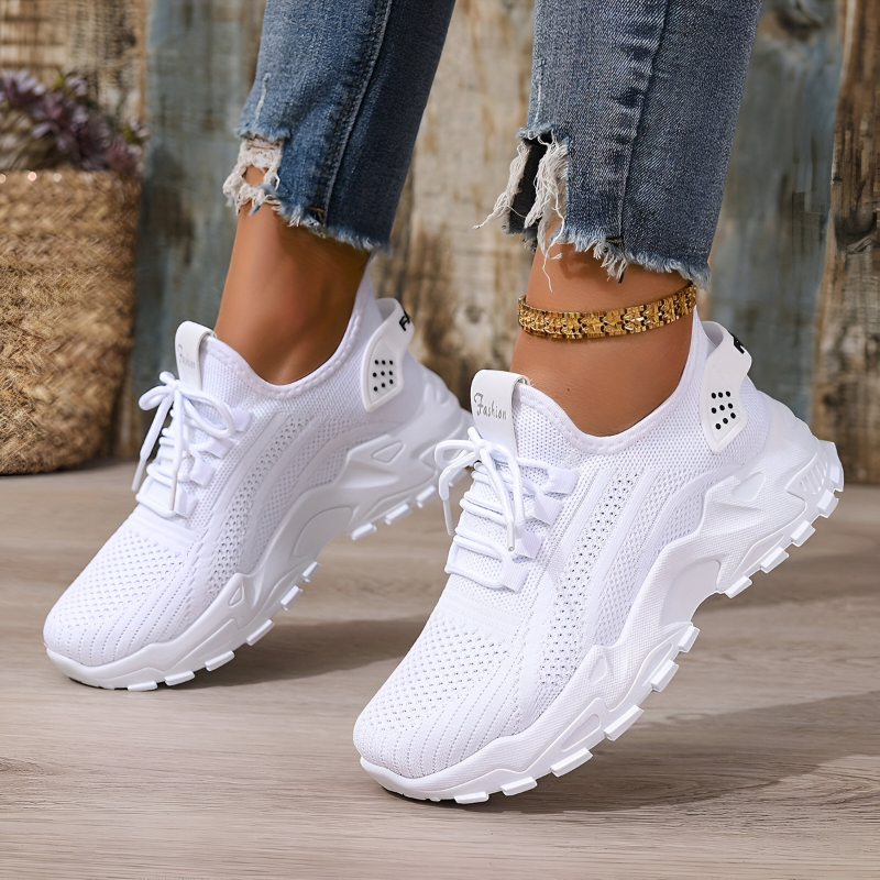 Eshara | Knit Lace-Up Chunky Sole Sneakers