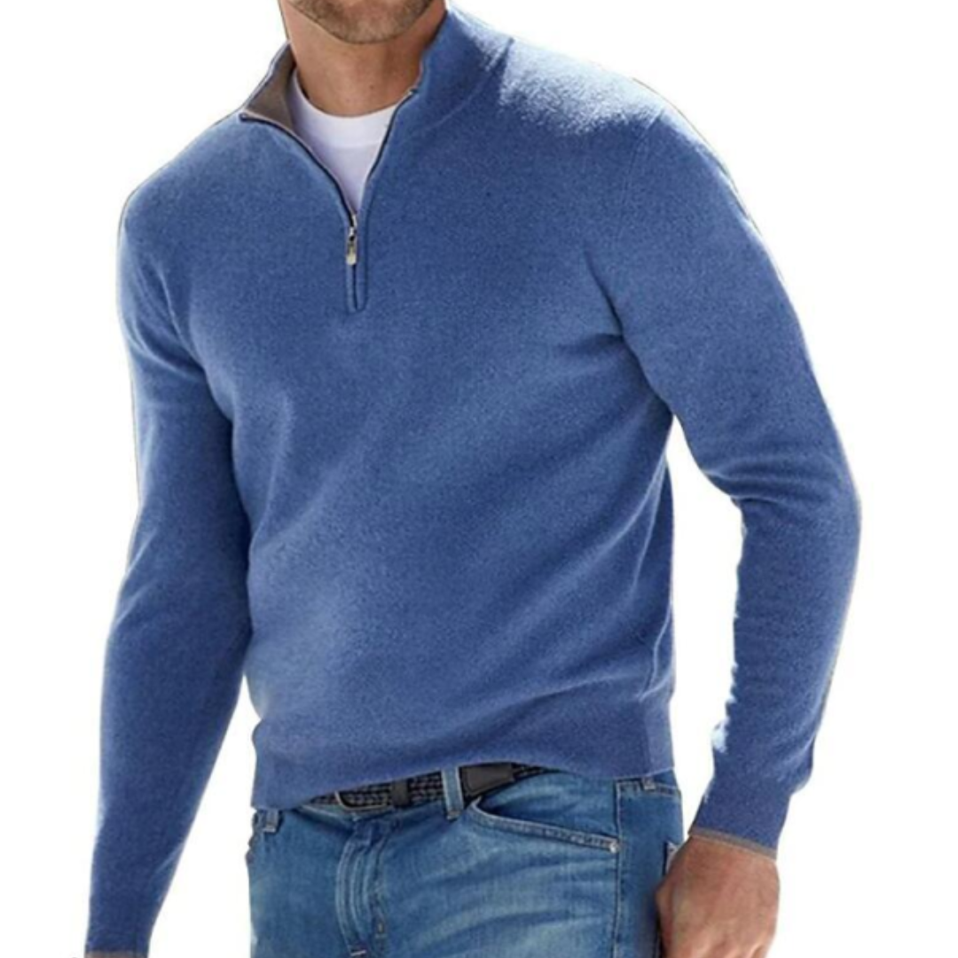 Robbert | Sweater With Quarter Zip and Stand Collar