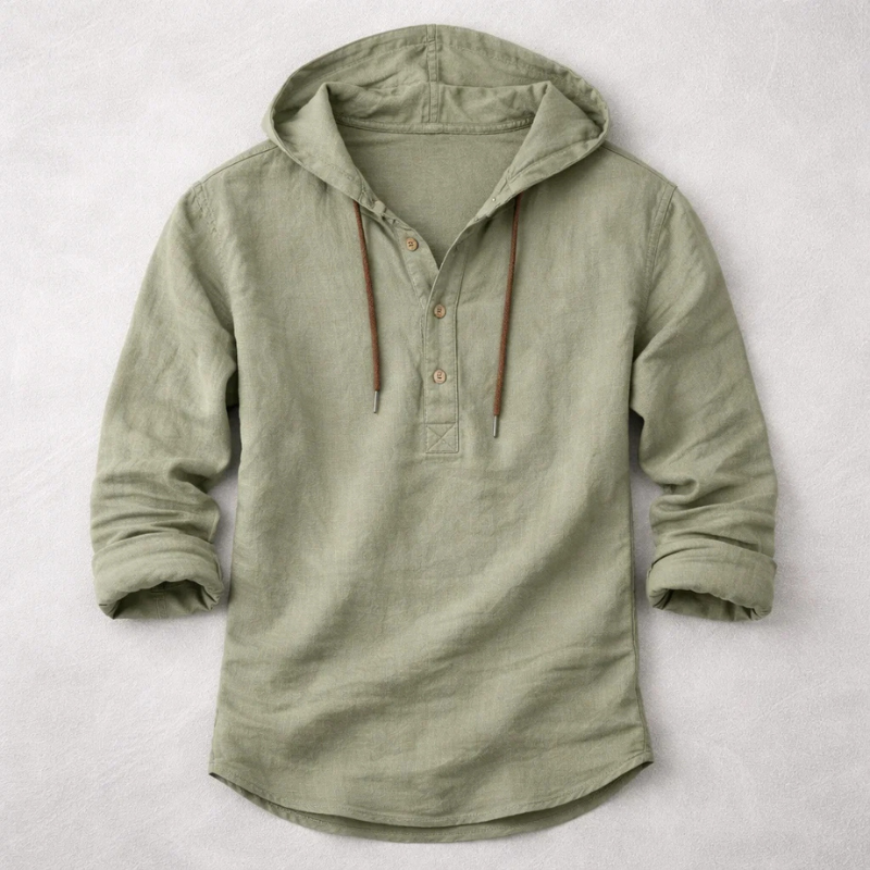 Refael | Hooded Long Sleeve Henley Shirt