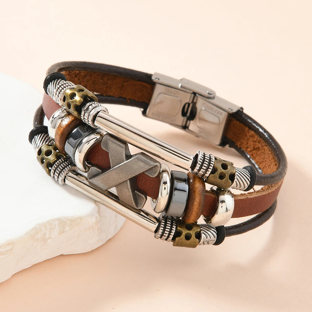 Garland | Bracelet Black Multi-Layer Cross Design