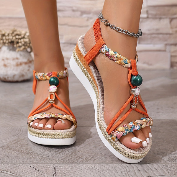 Tasia | Wedge Sandals with Braided Straps