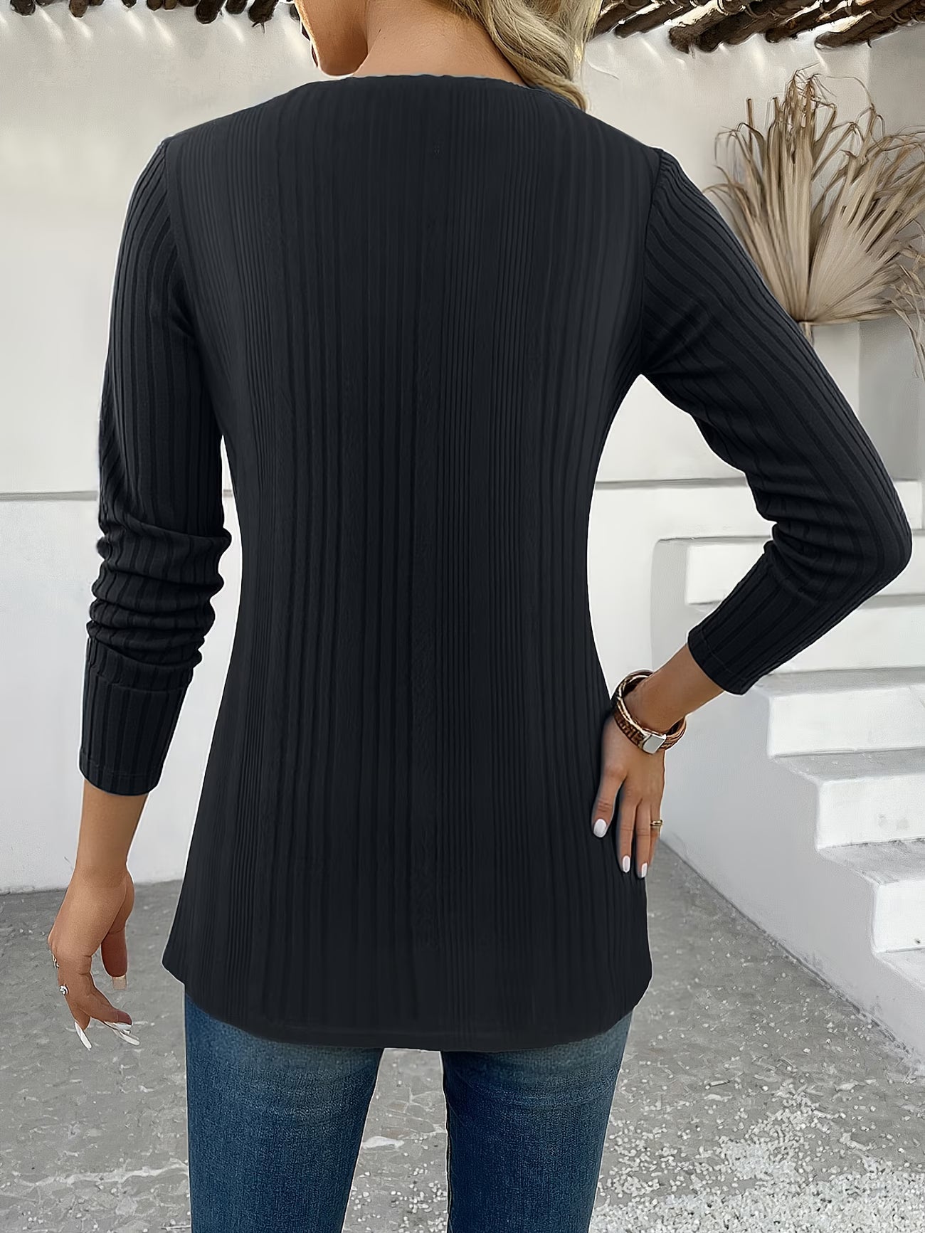 Lizeth | Long Sleeve Ribbed Pattern Tunic