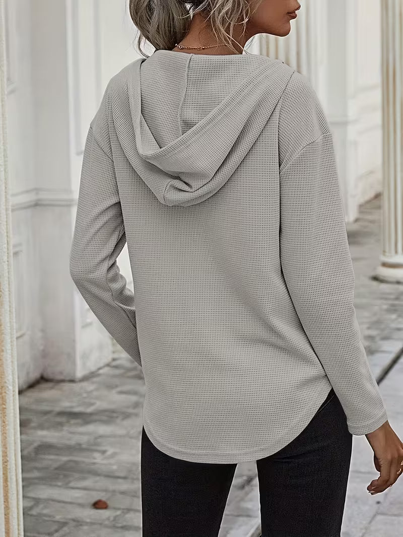Heydi | Hooded Sweatshirt with V-Neck Curved Hem