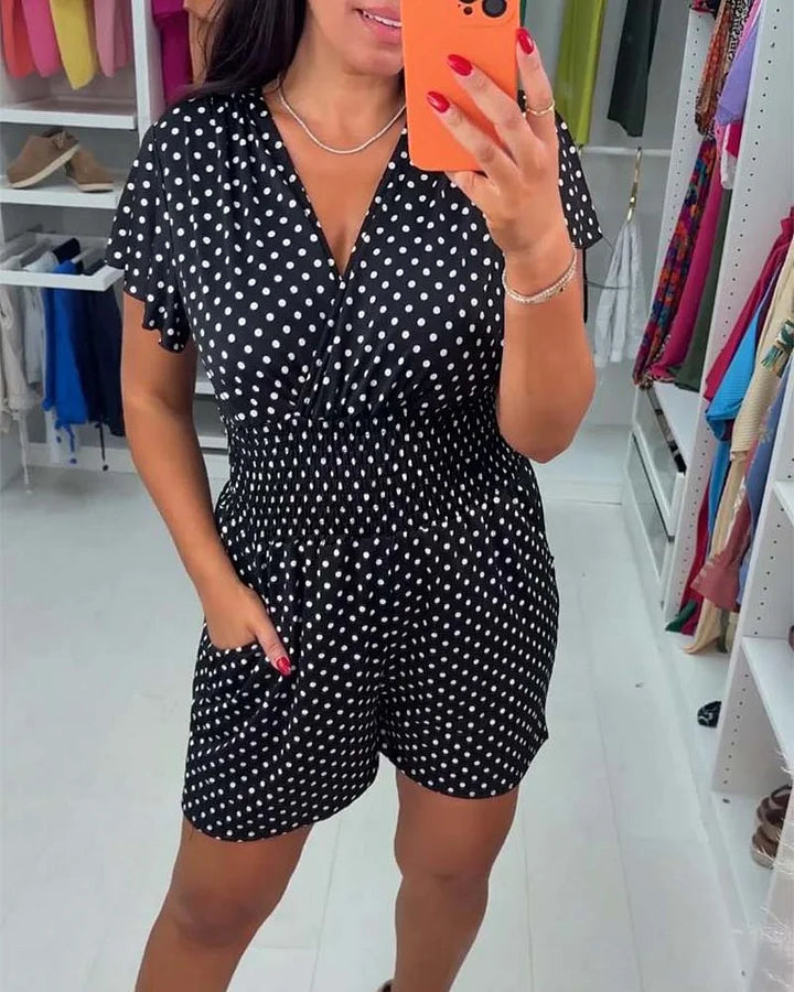 Peyton | Polka Dot Short Sleeve Romper