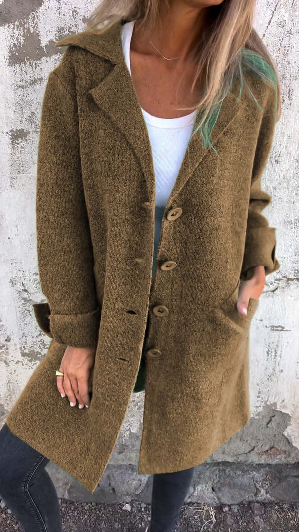 Baylea | Long Button Front Lapel Coat